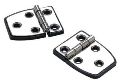 Seachoice 34351 SeaChoice 50-34351 (2) 2-1/4" x 1-1/2" Polished Stainless Steel 3/4" Short Side Hinges with Black Nylon Base Plate