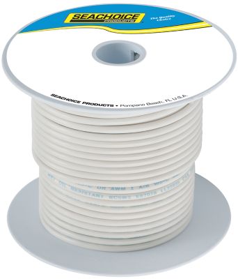 Seachoice 14TC-WHITE-100  Tinned Copper Marine Wire, 14 AWG, White, 100'