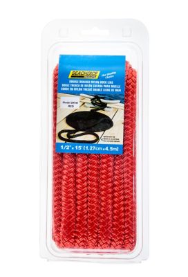 Seachoice 39741 Double-Braid Nylon Dock Line 1/2" x 15' Red with Eye Splice