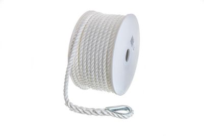 Seachoice 40711 3-Strand Twisted Nylon Anchor Line 3/8 Inch x 100 Feet White