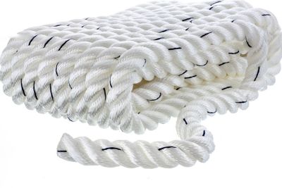 Seachoice 47631 Premium 3-Strand Twisted Nylon Dock Line 3/4" x 25' White with Blue Tracer
