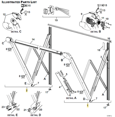 Carefree TA25APHW Compass RV Awning Arm Set White 12V Electric Adjustable Pitch