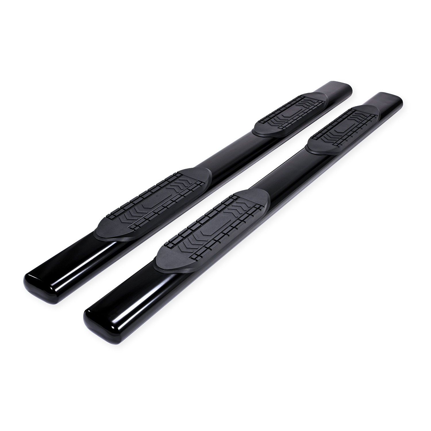 TrailFX A8223B 6 Inch Oval Straight Side Step Bars Powder Coated Black Steel