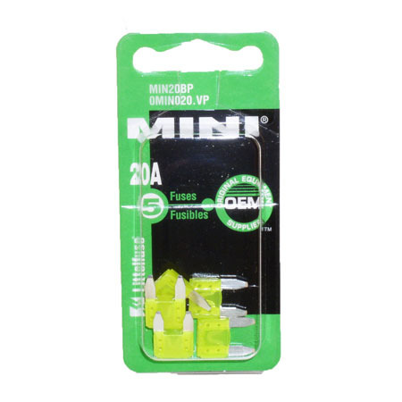 Littelfuse Min20bp Mini 297 Series Fast-Acting Automotive Blade Fuse - Pack Of 5