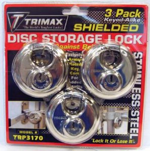 Trimax TRP3170 Shielded Disc Locks 3-Pack Keyed Alike 70mm