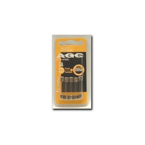 Littelfuse AGC3BP AGC Glass Fuse 3 Amp 1/4 x 1-1/4 Inch 5-Pack