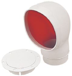 Picture of Sea-Dog Line 7271453 4" PVC Standard Profile Cowl Vent with Snap-On Deck Plate White with Red Interior