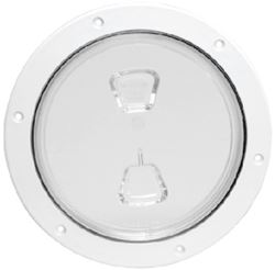 Picture of Beckson Marine DP60-W-C BECKSON 6" CLEAR CENTER SCREW OUT DECK PLATE WHITE 6.5" CUT