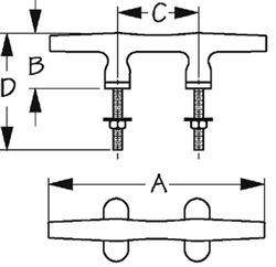 Picture of Sea-Dog Line 044204 Chrome Plated Zinc Stud Mount Cleat 1/4 Inch