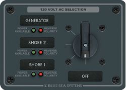 Picture of Blue Sea Systems 8366 AC Rotary Switch Panel 30 Amp 3 Position 2 Pole 120V