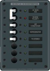 Picture of Blue Sea Systems 8027  Traditional Metal Circuit Breaker Panel - AC Main + 6 Positions