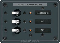 Picture of Blue Sea Systems 8025 Traditional Metal DC Circuit Breaker Panel - 3 Position