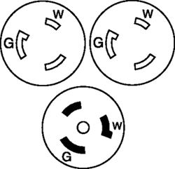 Picture of Hubbell HBL64CM57 Marine Y Adapter 50A 125V Male to Dual 30A 125V Female Twist-Lock