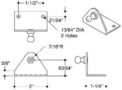 Picture of Attwood Marine SL50SSP3-7 Stainless Steel Gas Spring Mounting Bracket with 10mm Ball