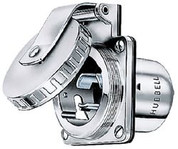 Picture of Hubbell HBL503SS 50A 125V Stainless Steel Shore Power Inlet with Watertight Cover