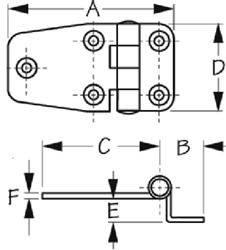 Picture of Sea-Dog Line 201570-1 Sea-Dog 2015701 Stainless Offset Short Side Hinge, 2/pk