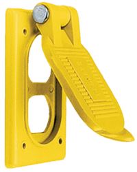 Picture of Hubbell HBL52CM21 Yellow Spring-Loaded Weatherproof Duplex Receptacle Cover Plate