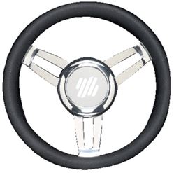 Picture of Uflex FOSCARIVCHB Foscari Marine Steering Wheel Black Vinyl Chrome 13.8 Inch
