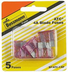 Picture of Bussmann BP/ATC4RP 4 Amp Fast-Acting Automotive Blade Fuses - Pink ATC 5 Pack