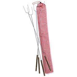 Picture of Rome Ind 3400-S Rome'S #3400-S Set Of 4 Hot Dog Roasting Forks With Ginham Print Cotton Storage Bag, 34 Inch Length