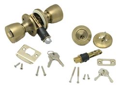 Picture of AP 013234 Combo Lock Set with Knob Lock and Dead Bolt - Polished Brass
