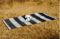 Picture of Camco 42873 Outdoor Mat 6ft x 9ft Charcoal Stripe Reversible with UV Protection