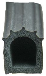 Picture of AP 018-023-PT Black 1" x 1" Ribbed Rubber D-Seal with Tape