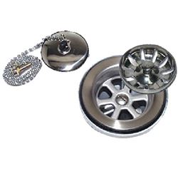 Picture of Scandvik 10313P Stainless Steel Sink Drain with Removable Basket and Stopper 1-1/2" Outlet