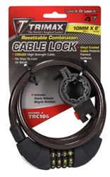 Picture of Trimax TRC106  Quadra-Braid 6' x 10mm Cable Lock with Combination & Quick Release Bracket