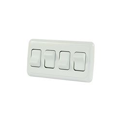 Picture of JR Race Car 12331 JR Products 12331 White Quad RV Rocker Switch Assembly with Bezel