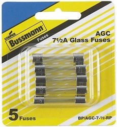 Picture of Bussmann BP/AGC7-1/2RP   7-1/2-Amp 250-Volt AGC Glass Tube Automotive Fuse (5-Pack)