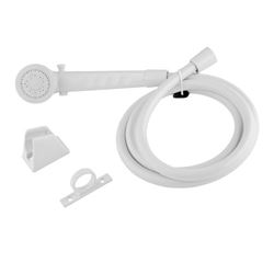 Picture of Dura Faucet DFSA130WT Economy Single Function Shower Wand & Hose Kit White