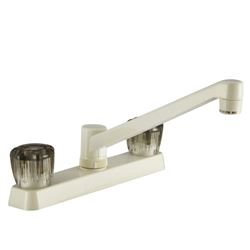 Picture of Dura Faucet DFPK600SBQ Two-Handle RV Kitchen Faucet Bisque Parchment with Smoked Acrylic Knobs
