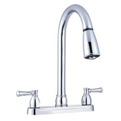 Picture of Dura Faucet DFPK350LCP Non-Metallic Dual Lever Kitchen Faucet with Pull-Down Spout
