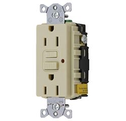 Picture of Hubbell GFRST52MI GFCI Duplex Receptacle w/Cover Plate, Ivory