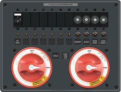 Picture of Blue Sea Systems 8693 Triple Battery Bank Management Panel 11 Position Twin Engine