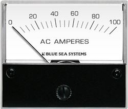 Picture of Blue Sea Systems 8258 Ammeter Ac Standard 2.75" Display 0-100a W/coil & Transformer, Mfg# 8258, 2 3/4" Display Face, Meter Senses & Powers From Coil Slipped Over Wire To Be Measured.