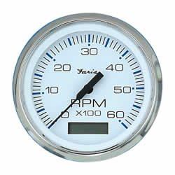 Picture of Faria Instruments 33832 Chesapeake White SS 4" Tachometer Hourmeter 6000 RPM Gas Inboard
