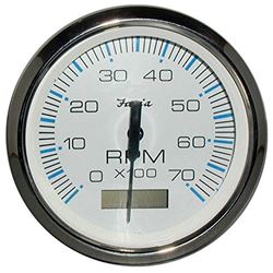 Picture of Faria Instruments 33840 Chesapeake White SS 4" Tachometer with Hourmeter 7000 RPM