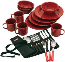Picture of Coleman 2000016407 24-Piece Speckled Enamelware Cook Set Red