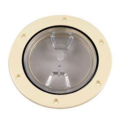 Picture of Beckson Marine DP40-N-C 4" Screw-Out Deck Plate with Clear Center Beige
