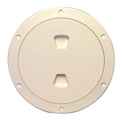 Picture of Beckson Marine DP60-N Beckson 6" Smooth Center Screw Out Deck Plate Beige 6.5" Cut