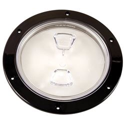 Picture of Beckson Marine DP60-B-C Beckson 6" Clear Center Screw Out Deck Plate Black 6.5" Cut