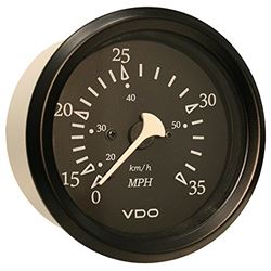 Picture of VDO Gauges 260-11796 Vdo Allentare Black 35mph 3 3/8" (85mm) Pitot Speedometer
