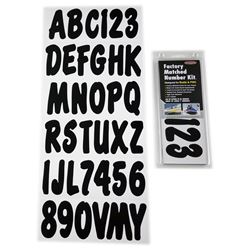 Picture of Hardline Products BLK200EC 3" Registration Number Kit Black with Cursive Font