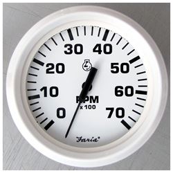 Picture of Faria Instruments 33104 Dress White 4" Tachometer 7000 RPM Gas Outboard