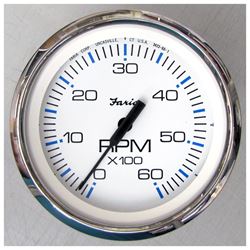 Picture of Faria Instruments 33807 Chesapeake White SS 4" Tachometer 6000 RPM Gas Inboard I/O