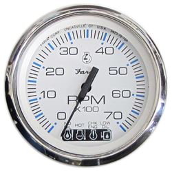 Picture of Faria Instruments 33850 Chesapeake White SS 4" Tachometer 7000 RPM OMC SystemCheck