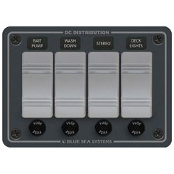 Picture of Blue Sea Systems 8262  Contura Water Resistant 12V DC 4 Position Panel, Gray