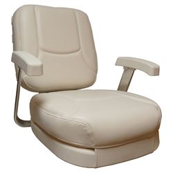 Picture of Springfield Marine 1061301 Ladder Back Boat Seat with White Cushions and Gimbal